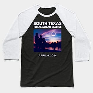 South Texas Front & Back Print Total Solar Eclipse 2024 Baseball T-Shirt